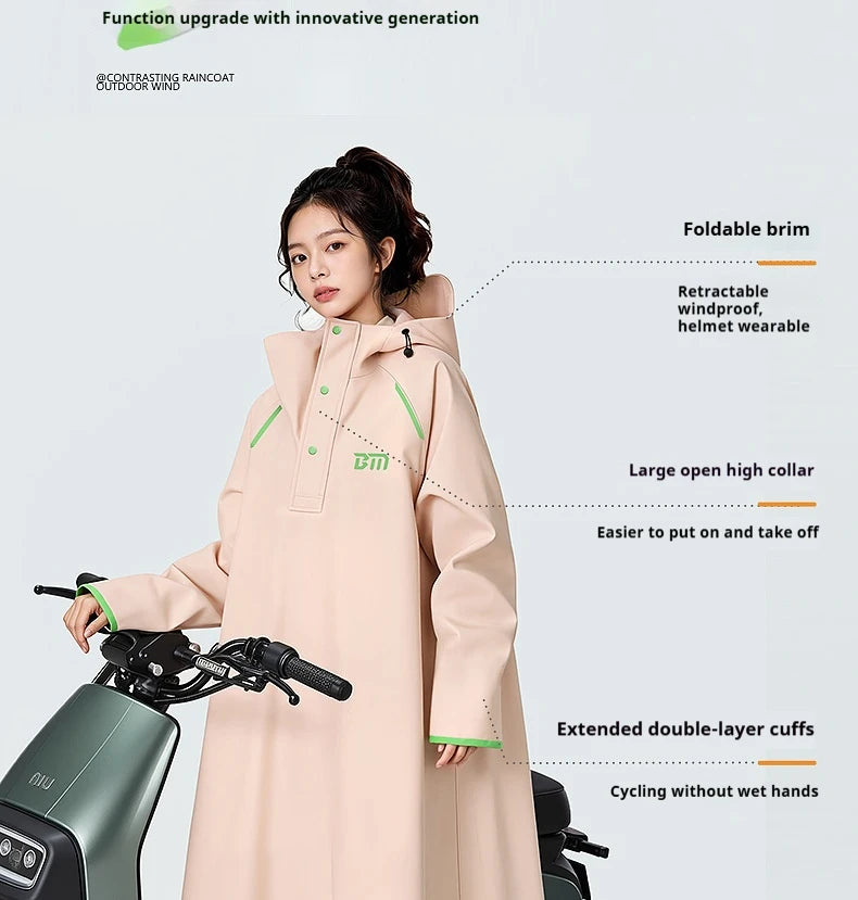 Thickened Full Body Waterproof PVC Raincoat for Motorcycle and Electric Scooter Riding
