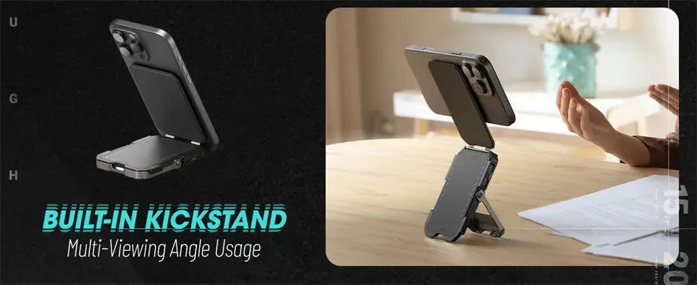 Tripod Phone Stand Credit Card Holder for iPhone 16/15/14/13/12 Adjustable Phone Stand Compatible with MagSafe