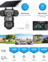 12MP 6K  Outdoor Solar 4G Camera Three Lens Three Screen PIR Motion Detection Cam Waterproof Night Vision Smart Security CCTV