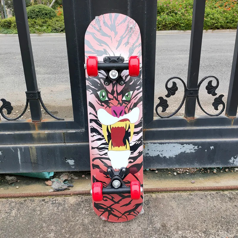 Cartoon Four-wheel Skateboard  Beginner Skateboards Maple Wood Deck Skate Board Outdoor Double Rocker Skateboard