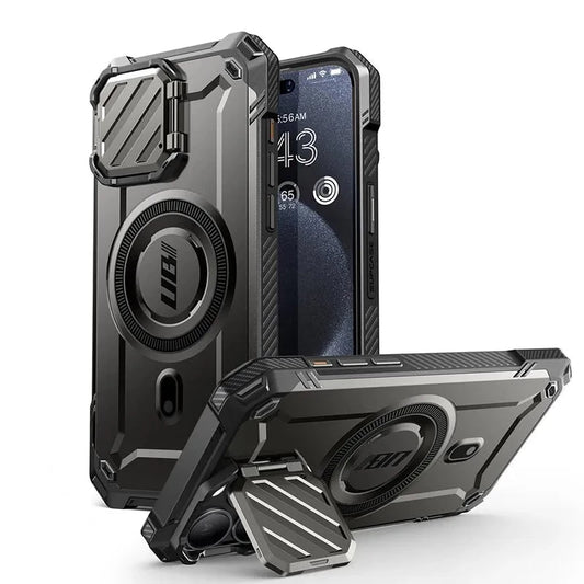 For iPhone 15 Pro Max Case 6.7" 2023 UB Mag XT Full Body Rugged Case with Camera Cover & Built-in Kickstand