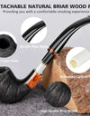 Smoking Pipe Set with PU Leather Pouch,Wood Pipe with 4-in-1 Pipe Stand Holder and Pipe Accessories,Beginner Pipe Kit