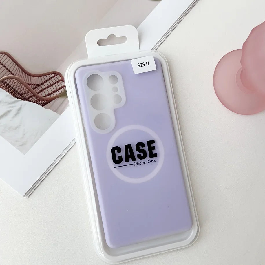 MagSafe Jelly Silicone Case with Magnetic Lens Protection for Samsung Galaxy S26 / S25 / S24 / S23 Ultra / Plus / FE – Solid Color Shockproof Cover