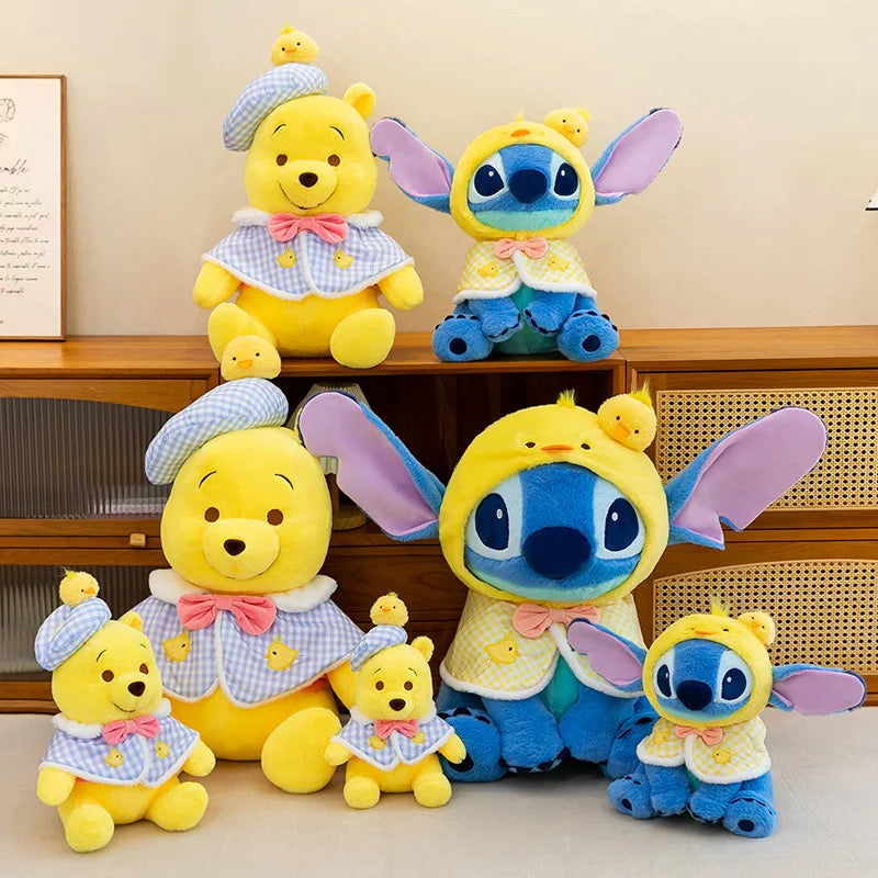 Disney's popular cute Stitch and Winnie plush toys, cute Winnie the Pooh dolls, girls' holiday and birthday gifts