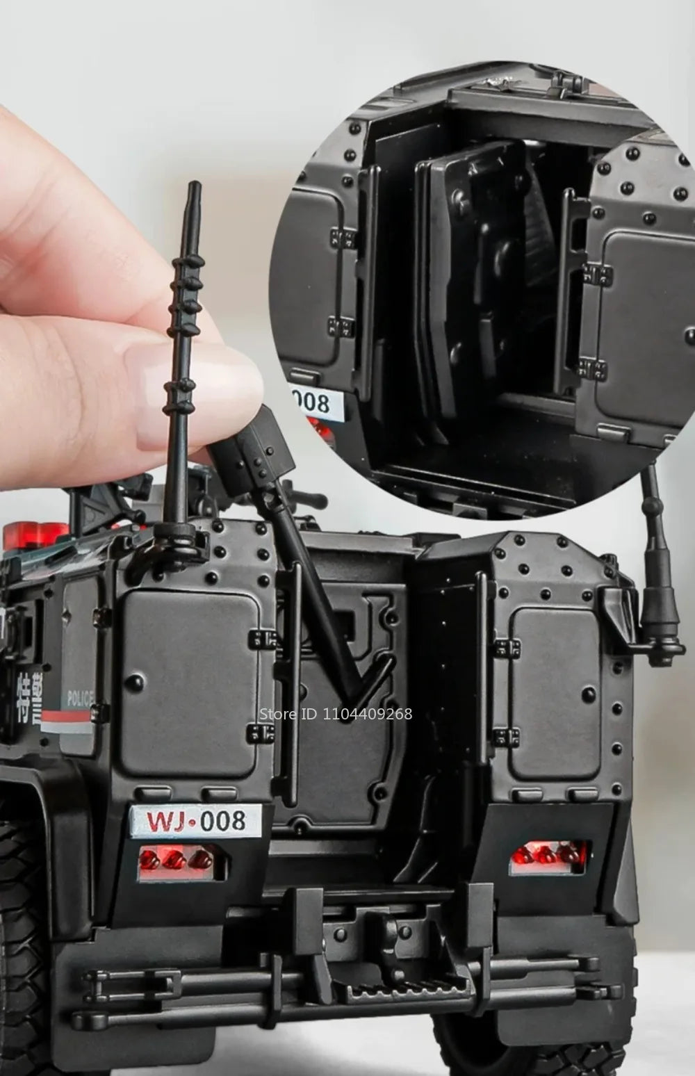 1:32 VDV SWAT Sabertooth Armored Car Model Toy Shock Absorption Police Cars Music Light Off-road Vehicle Sound Light Boys Gifts