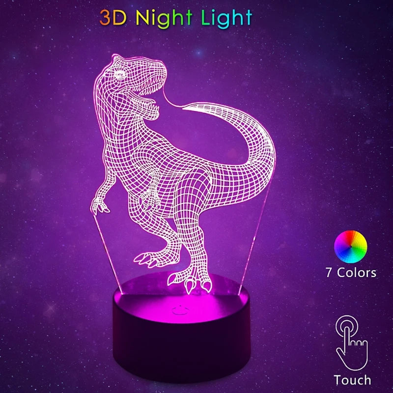 3D Night Light USB LED Touch 7 Color Changing Bedside Lamp Home Decoration Baby Nursery Bedroom Light