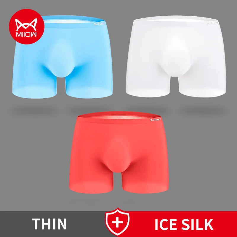 3-Pack Men’s Seamless Ice Silk Transparent Boxer Shorts – Breathable, Lightweight (Sizes L-4XL)