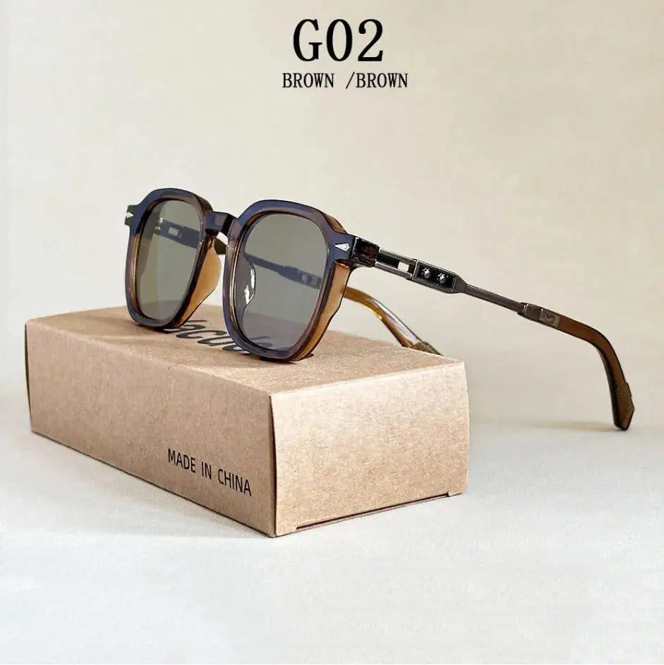 Vintage Square Acetate Frame Sunglasses With UV400 Protection