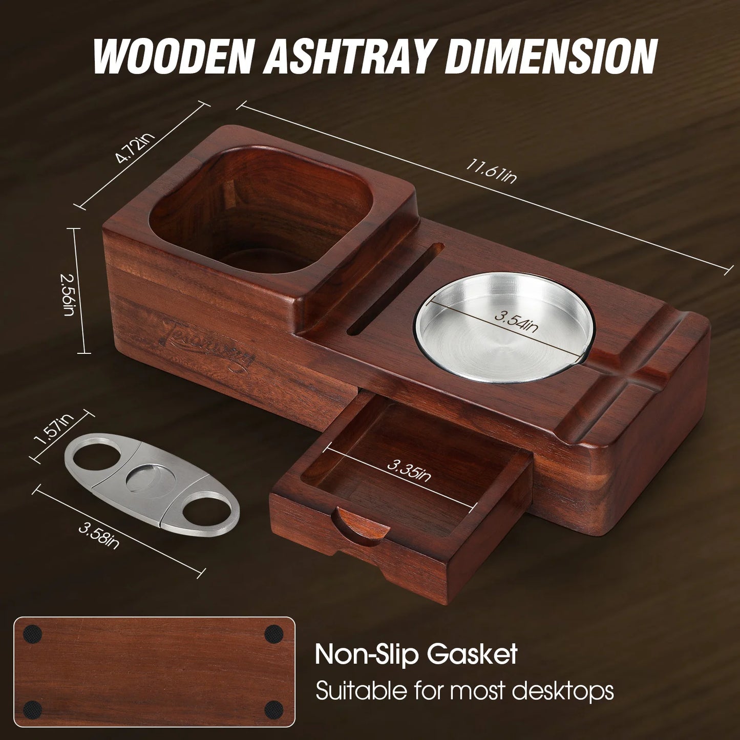 Cigar Humidor Cigar Ashtray Set Wooden Cigar Accessories Cigar Cutter Cigar Jar With Hygrometer Humidifier Cigar