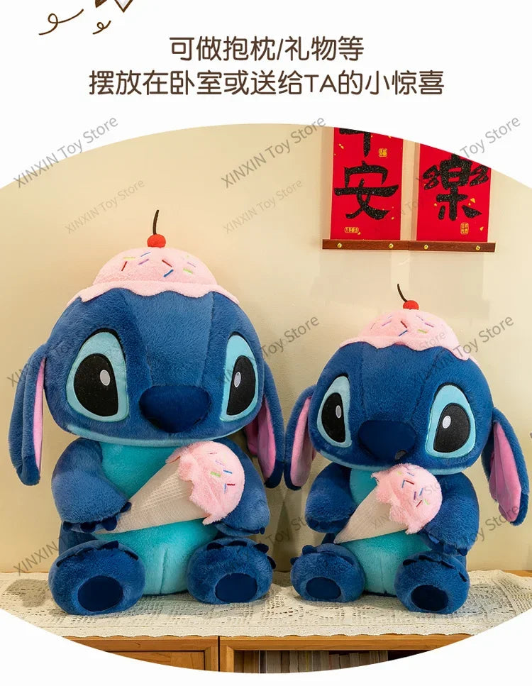 70cm Disney Ice Cream Lilo&Stitch Plush Toys Kawaii Big Size Stitch Stuffed Dolls Soft Pillow Cartoon Anime Kids Birthday Gifts