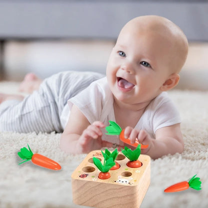 Montessori Toys Carrot Harvest Game Wooden Shape Matching Puzzle 6 12 Months Baby Pull Carrot Set Develop Fine Motor Skill Toys