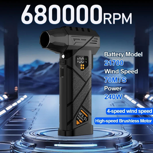 680000 RPM Turbo Jet Air Blower Cordless Air Duster With LED Light