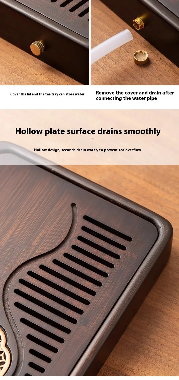 Household Portable Bamboo Tea Tray 48CM Tea Ceremony Wooden Tray Coffeeware Teaware Serving Tray For Chaban Tea Table