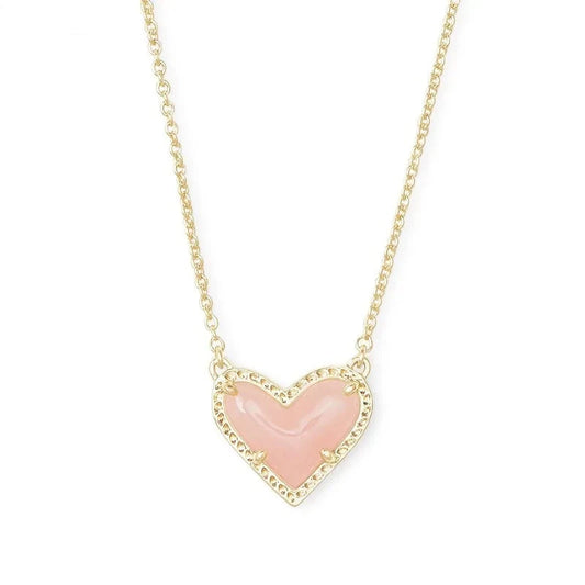 Love Heart Natural Crystal Gemstone Pendant Necklace 43 cm