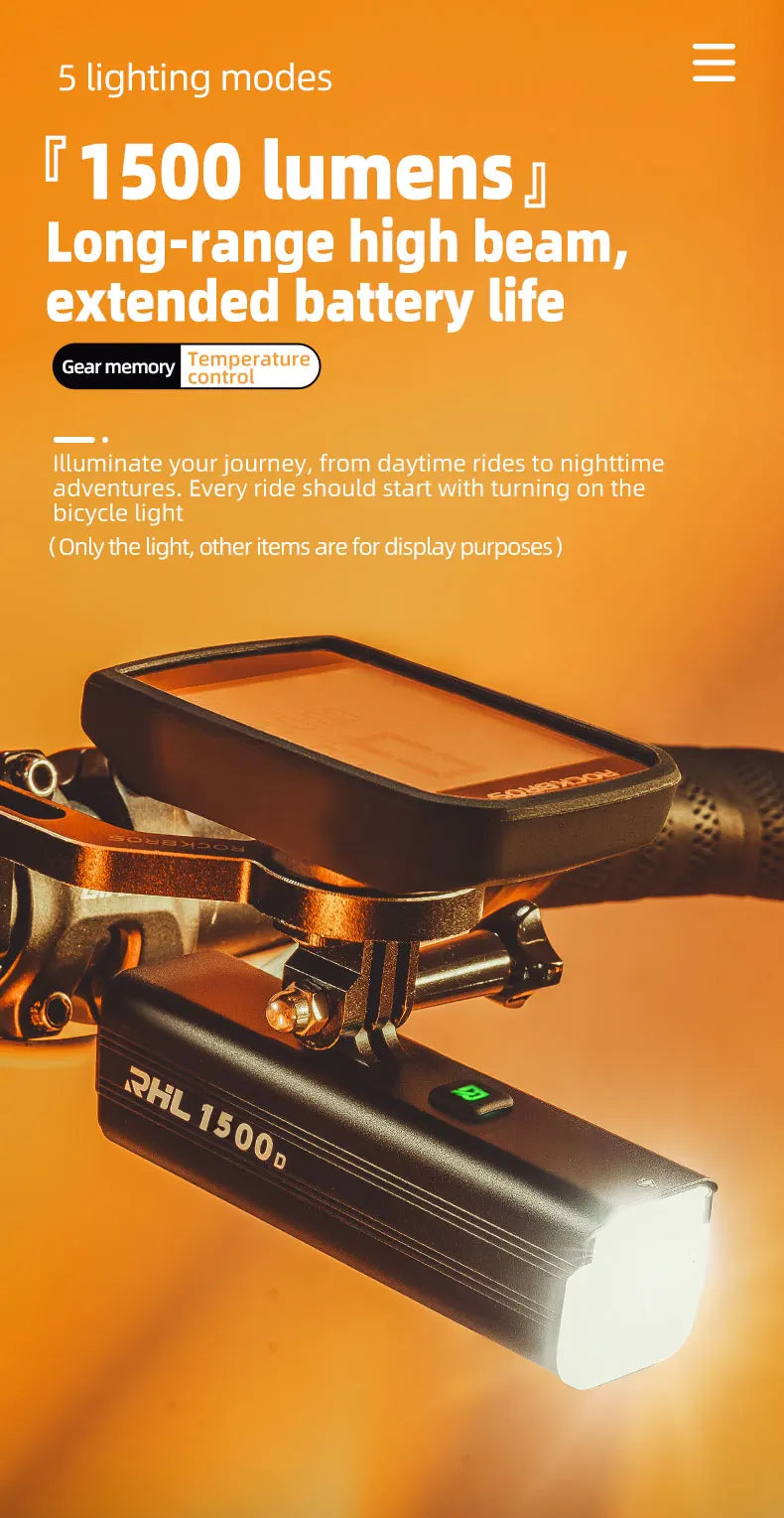 1500LM Bike Front Light Aluminum Waterproof Bicycle Headlight LED Lamp Flashlight Handlebar MTB Road Cycling Light