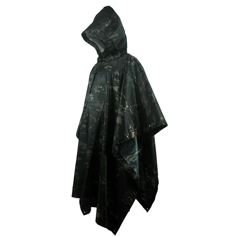 Camouflage Waterproof Folding Rain Poncho for Hiking and Camping