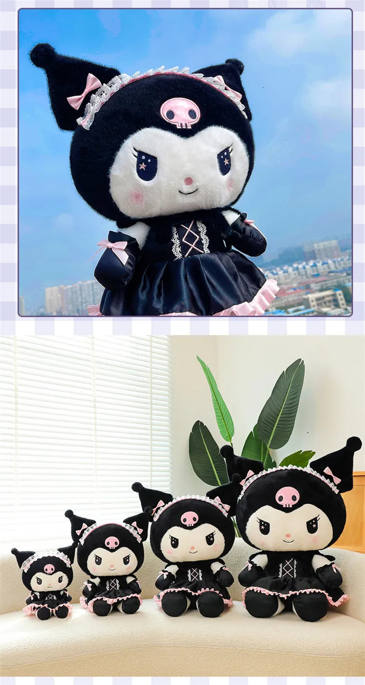 Hot Kawaii 60cm Dark Uniform Kuromi Plush Toy Cartoon Anime Sanrio Stuffed Doll Cute Kuromi Pillow for Kids Birthday Xmas Gift