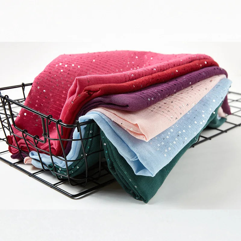 Cotton Hijabs Scarf Muslim Islamic Headscarf For Women Lady Soft Cotton Linen Tassel Sequins Islamic Hijab Shawl Wraps