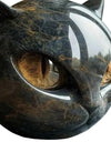 Black Cat Figurine Resin Cat Head Healing Stone Marble Texture Cat Stone Resin Cat Sculpture Ornament Cat Sculpture Craft Decor