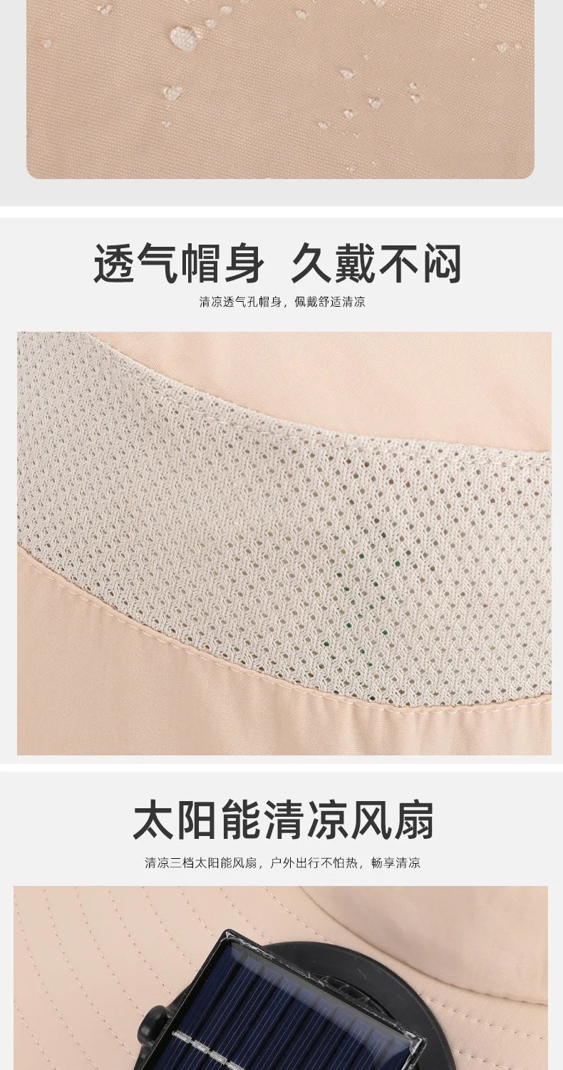 Wide Brim Solar Fan Outdoor Sun Hat