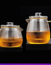 480/650ml Stripe Clear Glass Teapot With Tea Strainer Infuser Heat-resistant Kettle Kung Fu Flower Puer Oolong Pot Teaweare