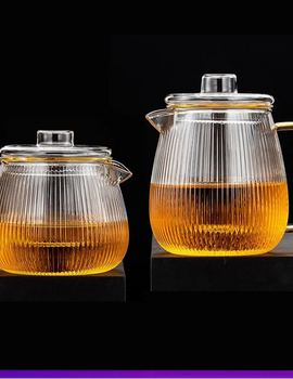 480/650ml Stripe Clear Glass Teapot With Tea Strainer Infuser Heat-resistant Kettle Kung Fu Flower Puer Oolong Pot Teaweare