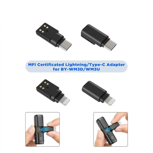 Lightning Type-C Adapter for BY-WM3D/WM3U Wireless Microphone iOS Devices Android Smartphone Accessories