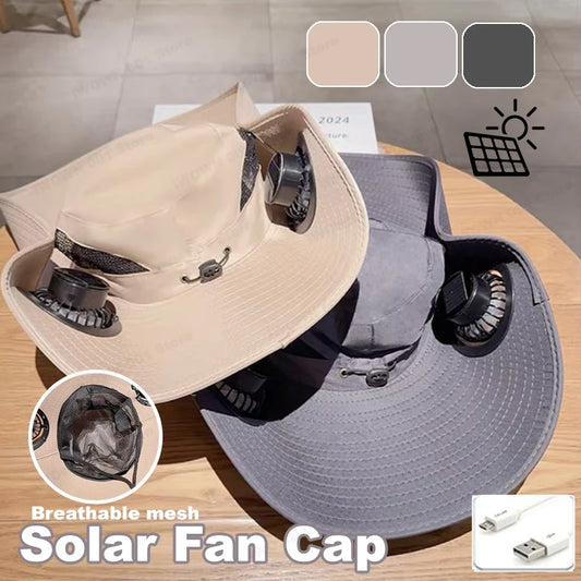 USB Cooling Fan Baseball Cap With Adjustable Fan