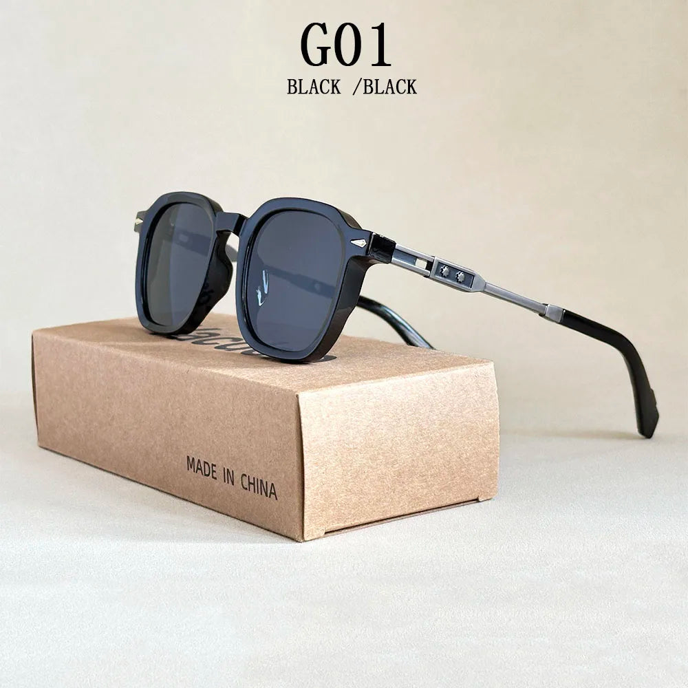 Vintage Square Acetate Frame Sunglasses With UV400 Protection