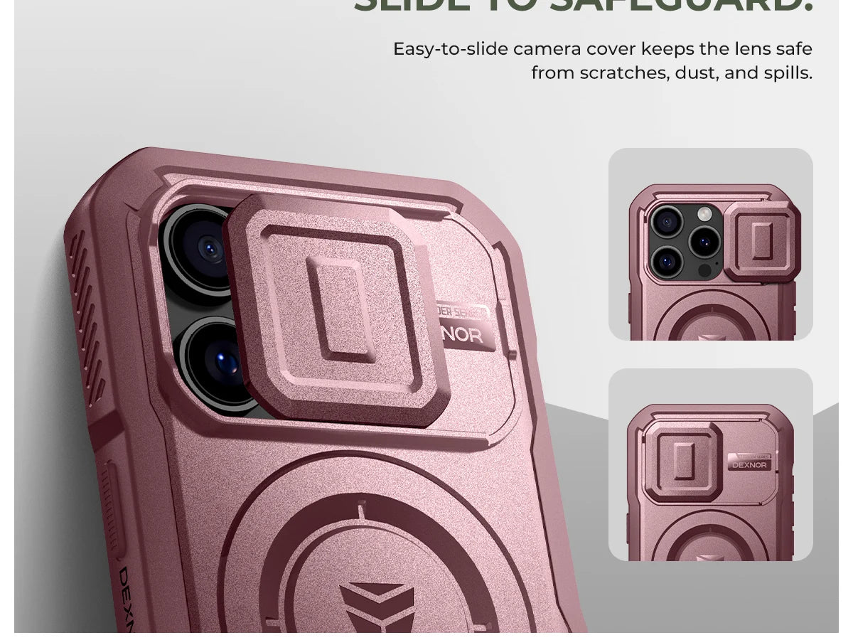 For iPhone 16 Pro Case with MagSafe Rugged Armor Shockproof  with Built-in Sliding Camera Cover Built-in Screen Protector holder