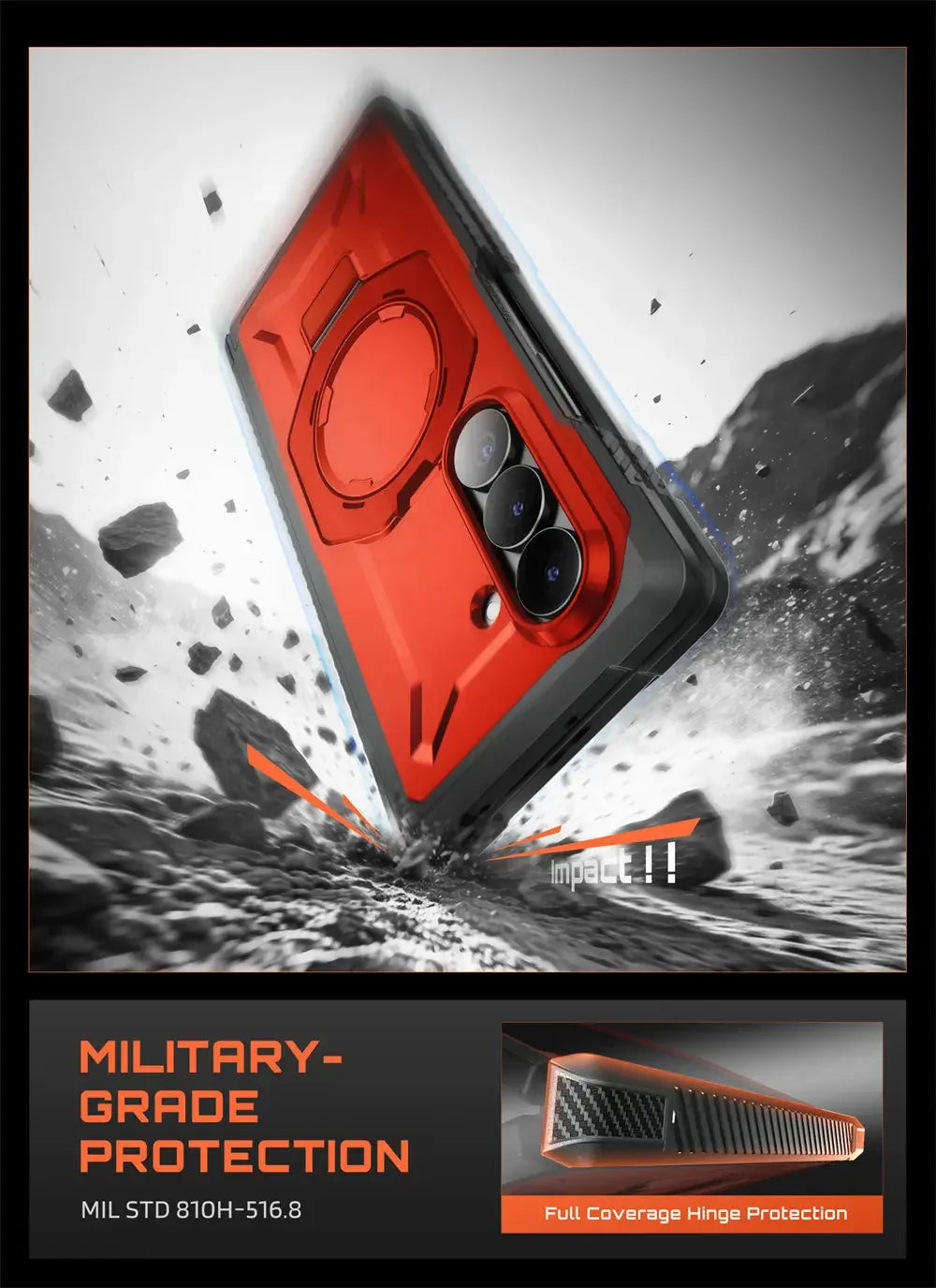 Full Body Rugged Phone Case with Magnetic Ring Kickstand and HD Clear and Privacy Screen Protectors for Samsung Galaxy Z Fold 8 Ultra