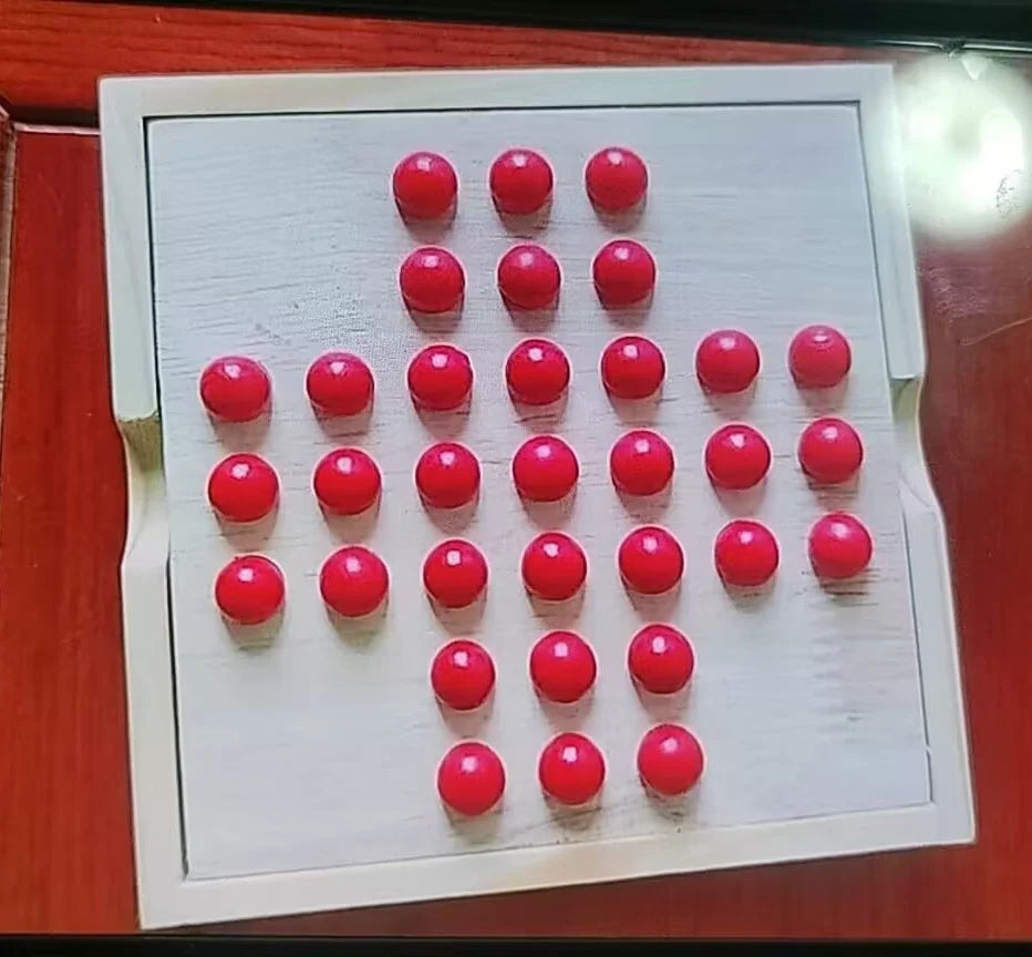 Wooden Peg Solitaire Strategy Board Game