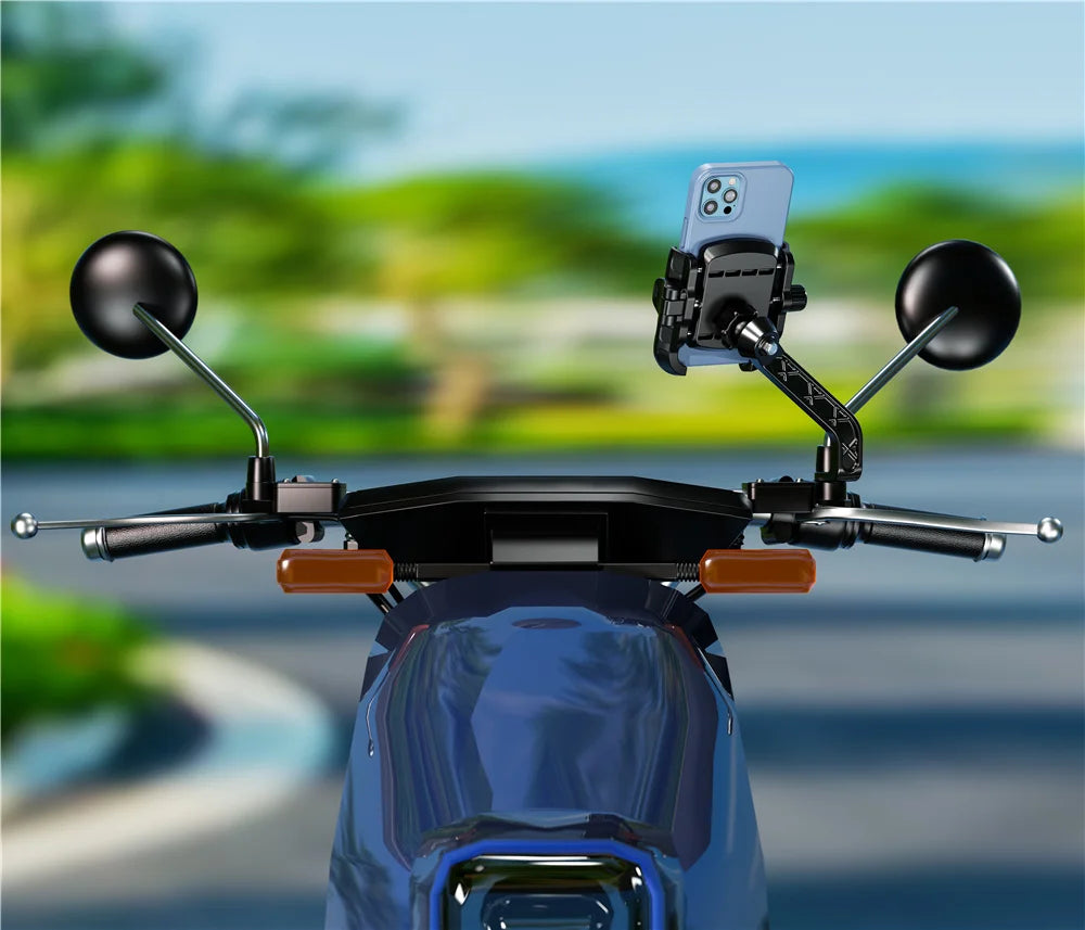 Motorcycle Phone Holder One-Touch Auto Quick Lock Bike Phone Mount ATV Bicycle Scooter Phone Holder with Aluminum Handlebar Base