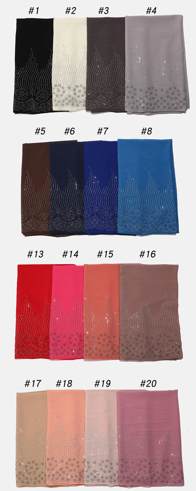 Tassel Diamond Muslim Hijabs Luxury Sequin Chiffon Scarf For Women Dress Abaya Hijab Veil Scarf Long Shawls Turban