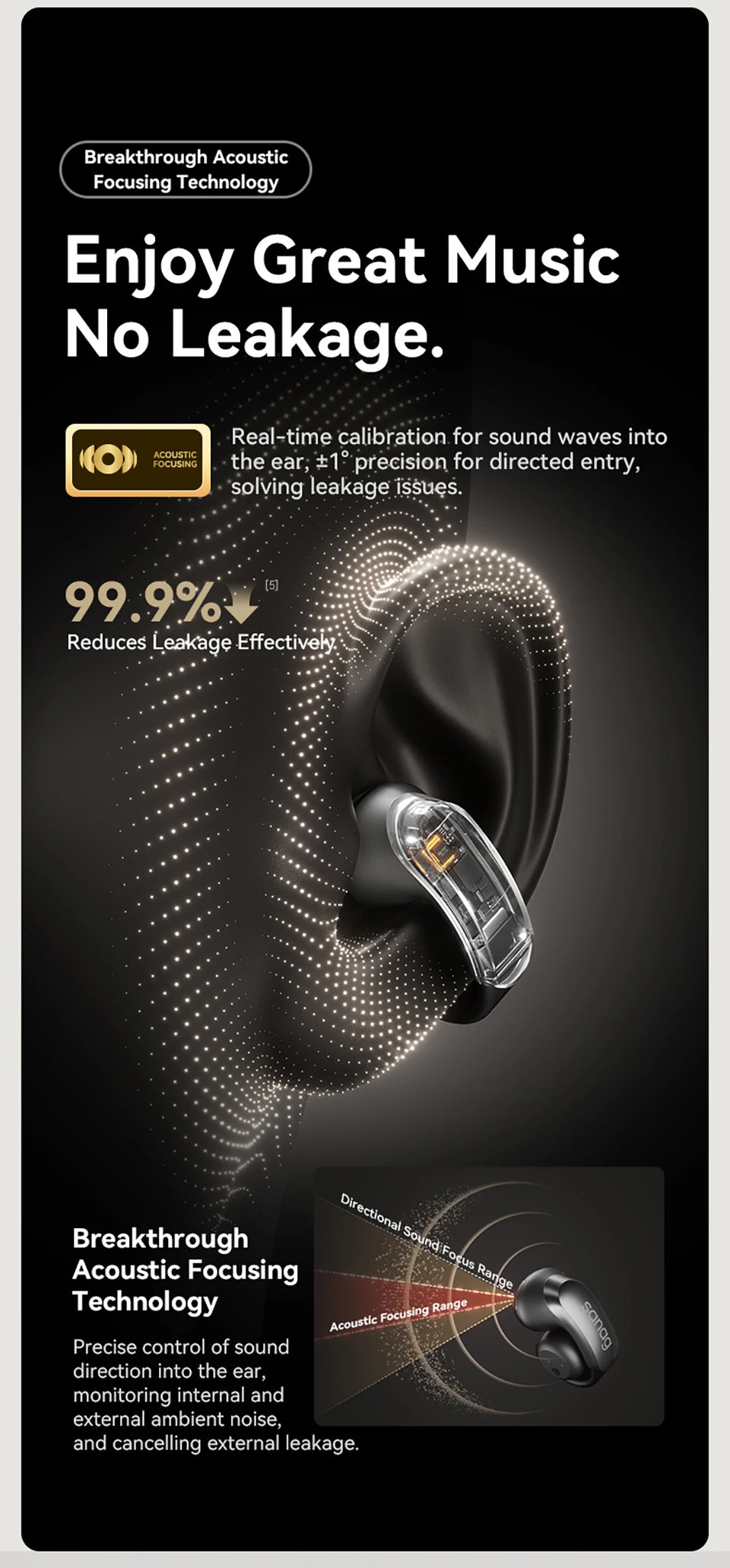 S9S AI Free Clip OWS Headphones Bluetooth 5.4 Earphones AI Assistant Wireless Headset IPX4 Stretchable Ear Bridge