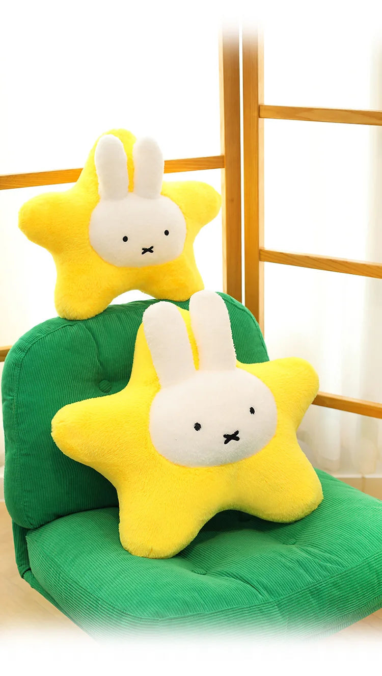 New Kawaii Miffy Stuffed Doll Miffy Star Pillow Plush Toy for Kids Anime Birthday Gift Soft Cuddly Sleeping Buddy for Girls