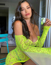 Fashion Dress Girl Bodycon Nylon Plus Size Rainbow Bodystocking Colorful Pattern Beach Wear Dress Underwear Dress
