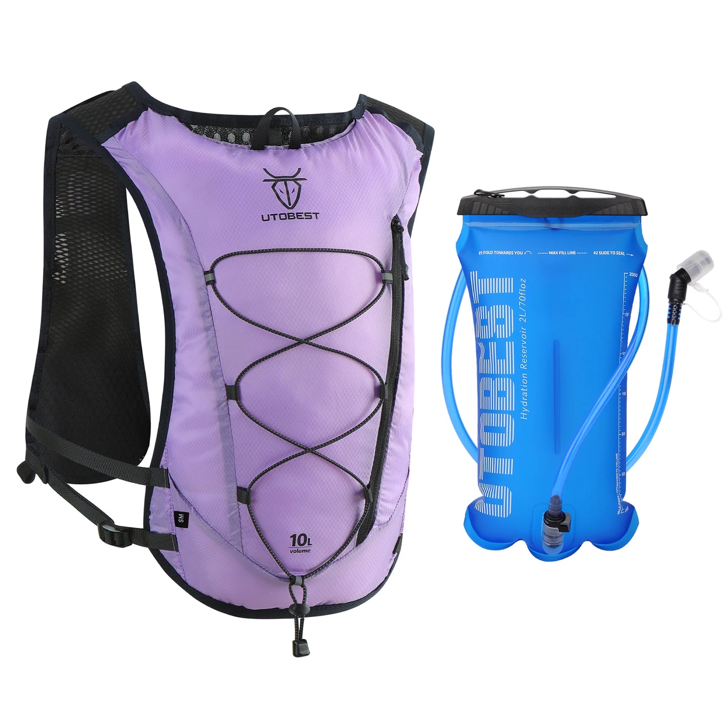 Trail Running Backpack 10L Ultra Lightweight Hydration Vest with 2L Water Bladder for Outdoor Hiking Cycling Marathon