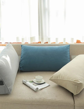 Canvas Lumbar Support Sofa Cushion With Pocket Triangle Backrest Tatami Mat For Living Room Bedroom Ergonomic Pillow