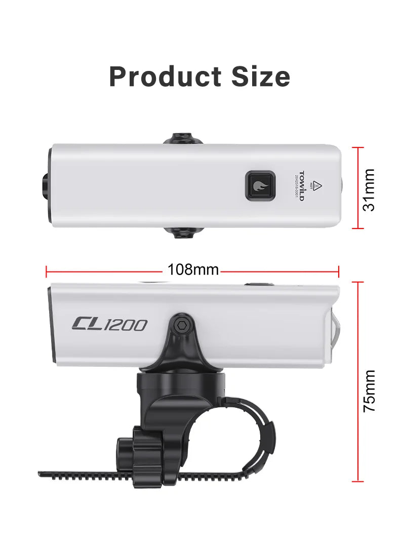 CL1200 Bicycle Light With Cut-off Line Beam 1200LM Rechargeable 5000mAh Led Bike Front Lights IPX6 MTB Cycling Headlights