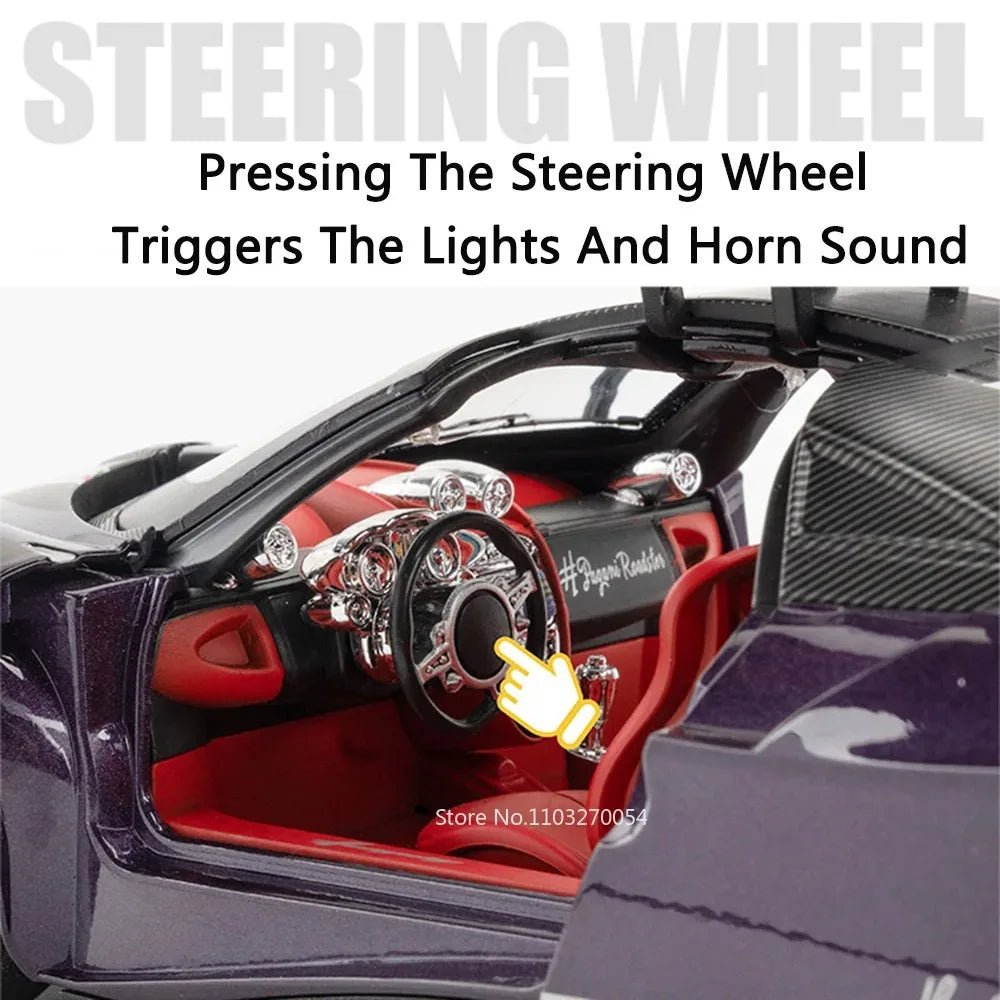 1:18 918 Spyder Martini Pagani Huayra Diecast Alloy Model Toys Car Doors Opened with Sound Light Miniature Vehice Adult Boy Gift