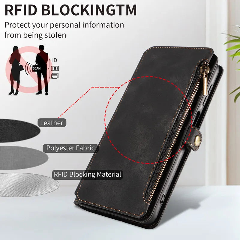 Luxury Leather Flip Wallet Case with Lanyard for Samsung Galaxy S26 / S25 / S24 / S23 Ultra & Plus – Magnetic Full Coverage Phone Bag Cover