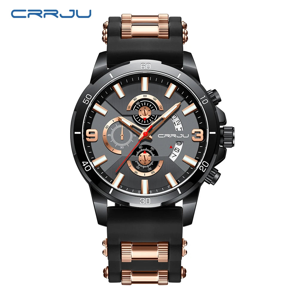Men Watch Quartz Chronograph Full Steel Waterproof Wristwatch with Date