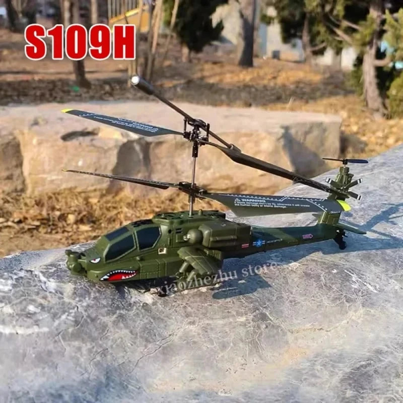 Simulation Apache Twin Paddle S109 Helicopter 20cm Multi-function Remote Control Electric Plane Toy Small Aircraft Gifts