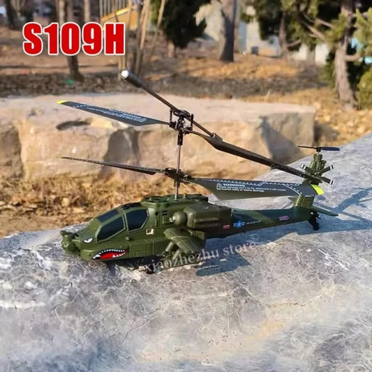 Simulation Apache Twin Paddle S109 Helicopter 20cm Multi-function Remote Control Electric Plane Toy Small Aircraft Gifts