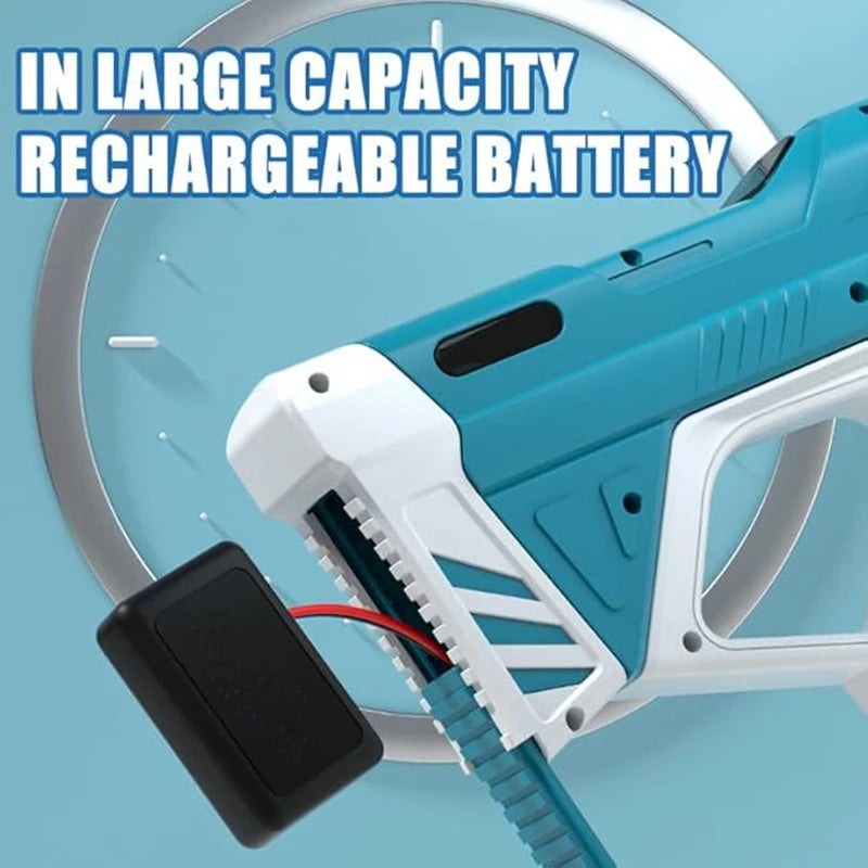 Full Automatic Electric Water Gun 43cm Portable Rechargeable Water Blaster for Outdoor Activities