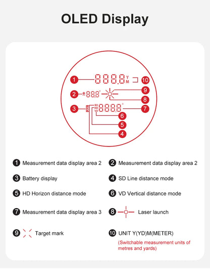 2000Yard Laser Rangefinder for Hunting 1200Yard With OLED Red Display 7x Amplification Distance Meter Outdoor