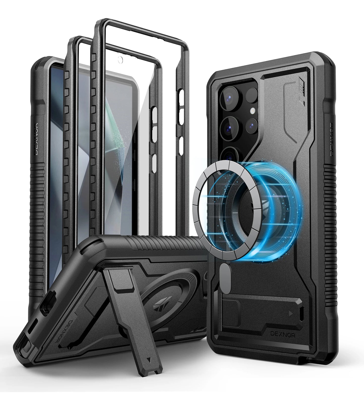 Magnetic Case for Samsung Galaxy S24 Ultra 5G Full Body Shockproof Cover Built-in Kickstand and Screen Protector