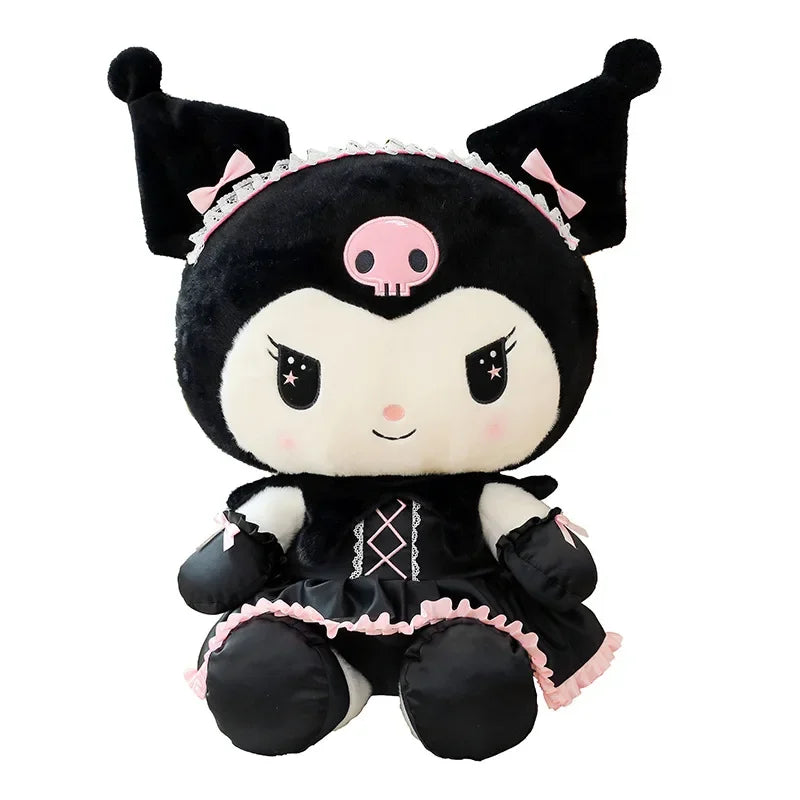 Hot Kawaii 60cm Dark Uniform Kuromi Plush Toy Cartoon Anime Sanrio Stuffed Doll Cute Kuromi Pillow for Kids Birthday Xmas Gift