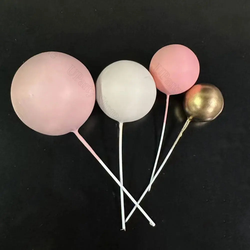 1 Set Pink Bear Cake Toppers Boho Rainbow Nude  Pink Balls Cake Decorations for Birthday Baptism  Shower Party Favor